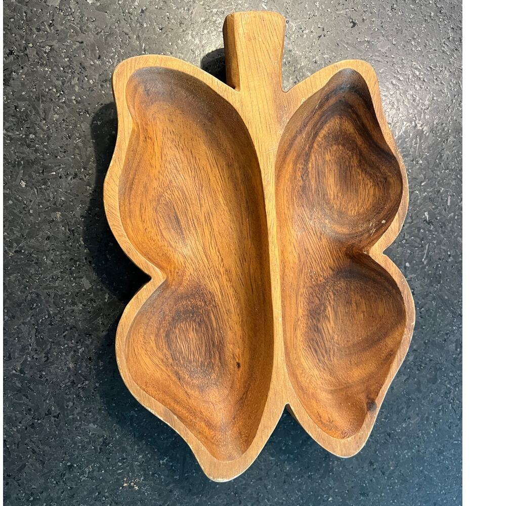 MCM vintage mid-century modern Dolphin table decor wood butterfly serving tray